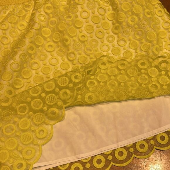 Liz Claiborne Chartreuse Embroidered Elastic Waist  Skirt size Lg - Picture 7 of 7
